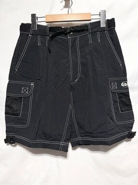 LOUIS GARNEAU Black Nylon Cargo Utility Shorts Gorpcore Outdoor